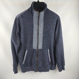 Sean John Jacket Mens XL Gray Sweatshirt Full Zip Coat Long Sleeve Elbow Patches